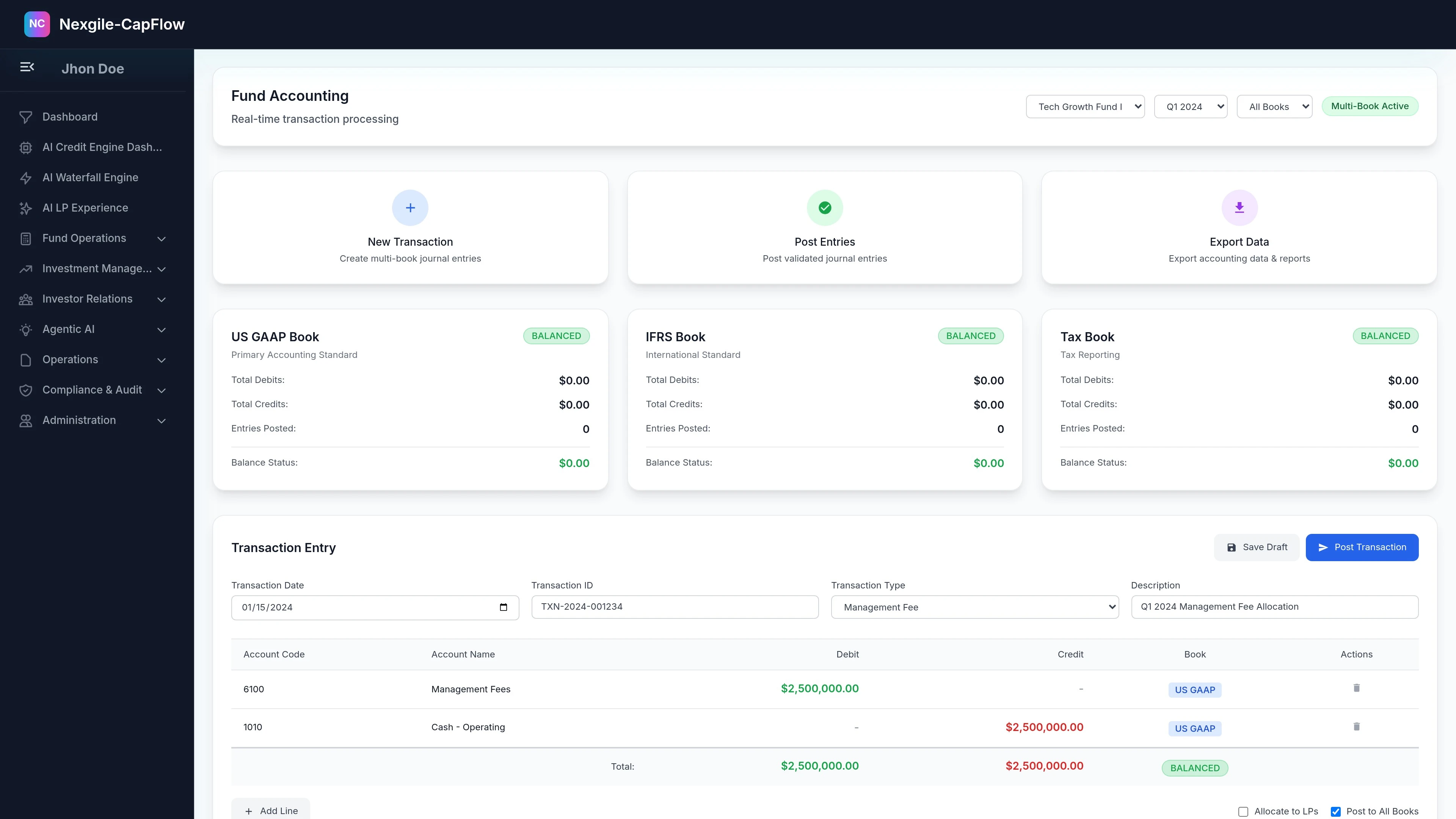 Fund Accounting - Event-driven accounting engine with unified transaction management